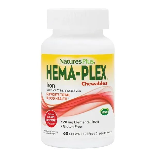 Nature's Plus Hema-Plex Iron Chewables Total Blood Health Support 60 chew. tablets