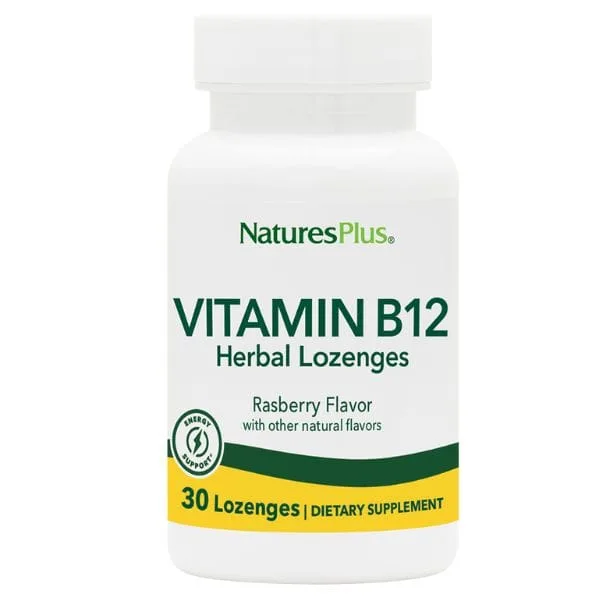 Nature's Plus Vitamin B12 Sublingual Herbal 1000 mcg 30 raspberry lozenges